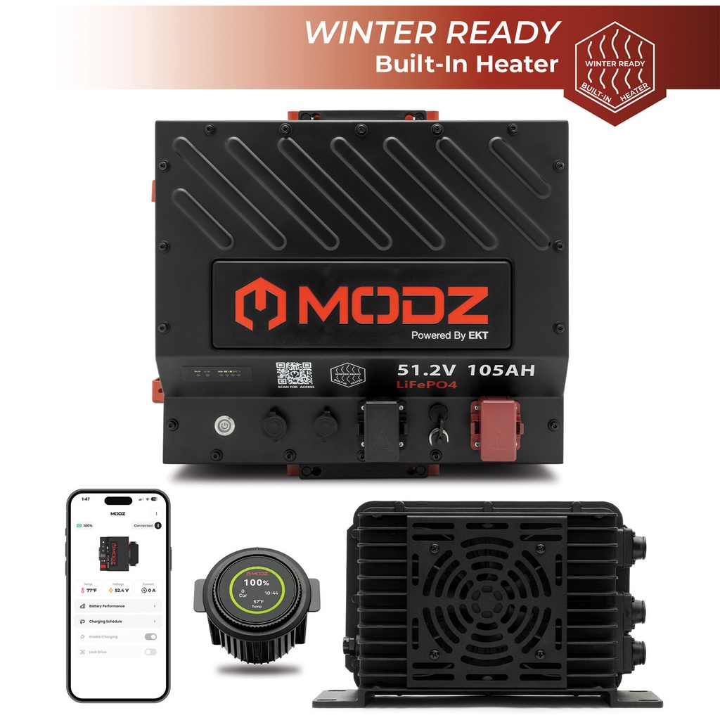 MODZ Universal 48V 105Ah Nano Lithium Golf Cart Battery Bundle with Built-in Heater