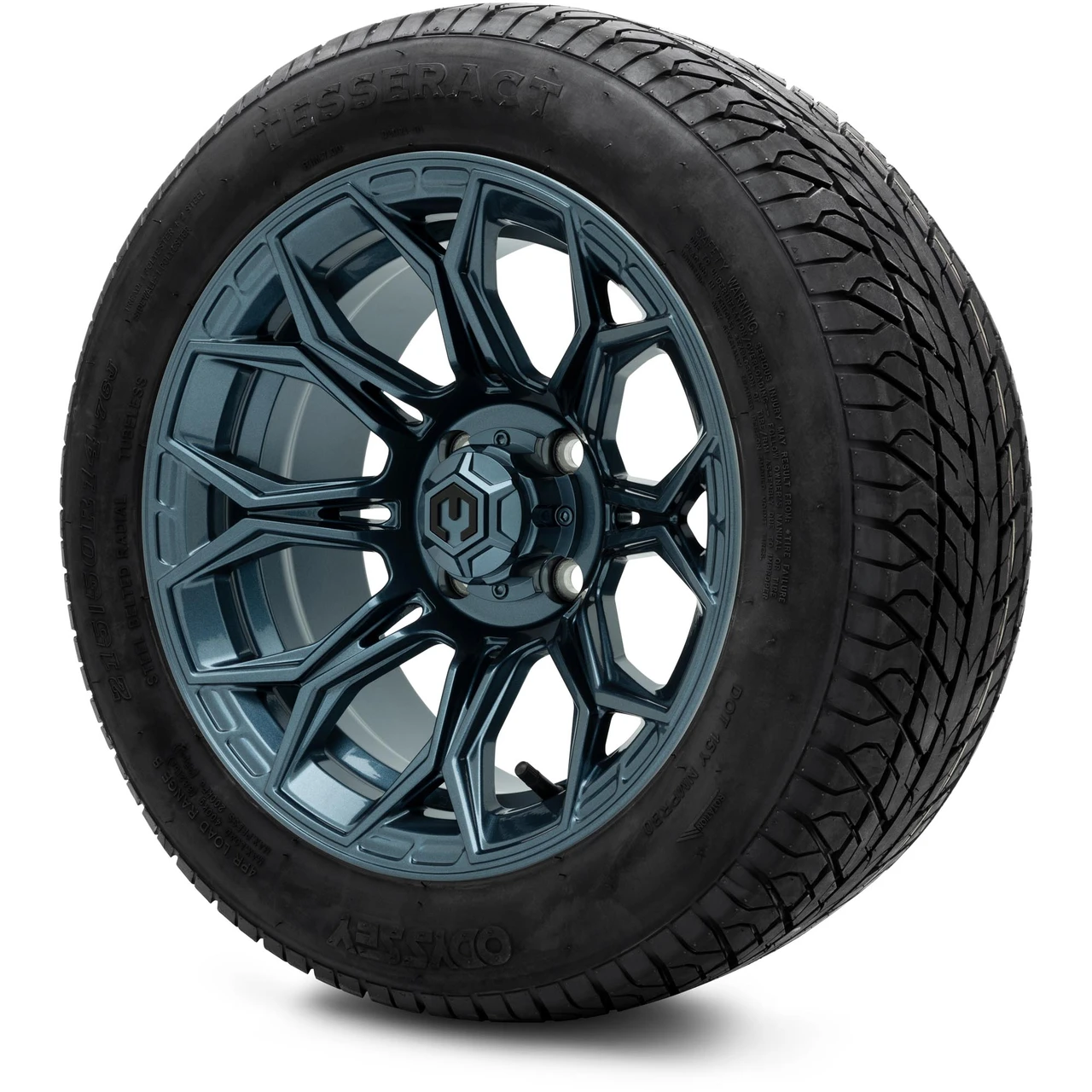 MODZ 14" Halo Titanium Blue Wheels & 215/50-14 Street Tires Combo