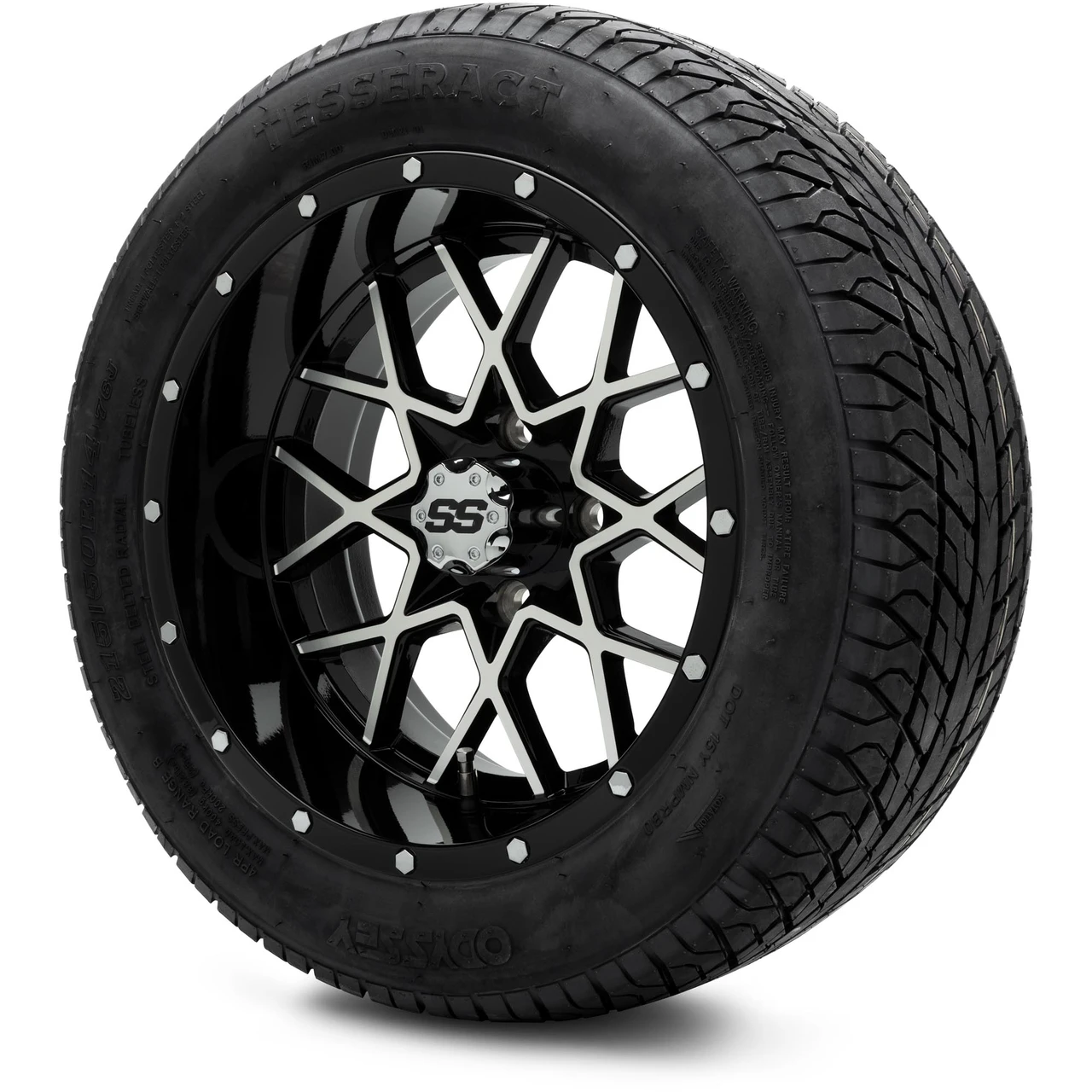 MODZ 14" Vortex Machined Black Wheels & 215/50-14 Street Tires Combo