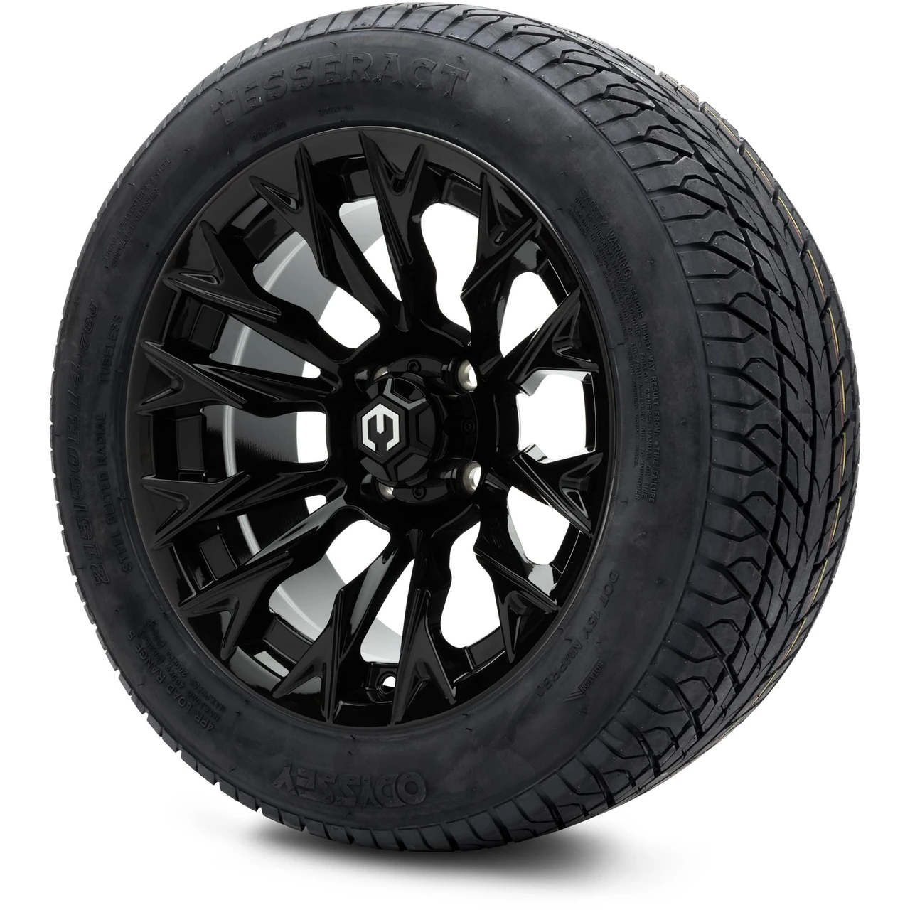 MODZ 14" Falcon Glossy Black Wheels & 215/50-14 Street Tires Combo