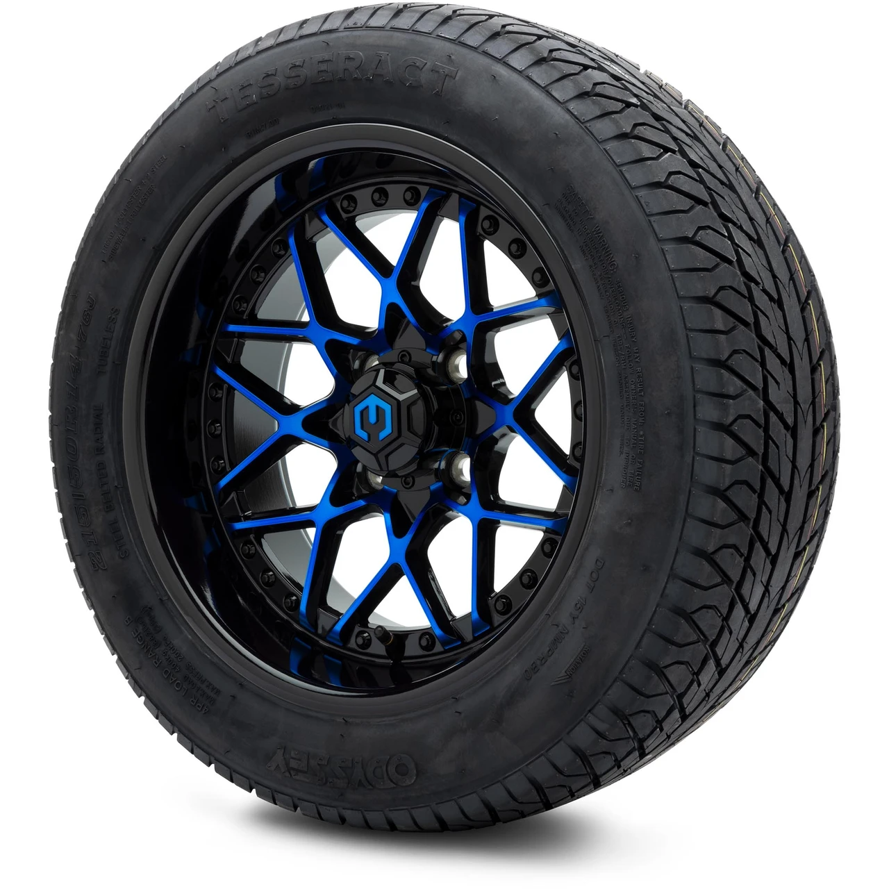 MODZ 14" Formula Blue and Black Wheels & 215/50-14 Street Tires Combo
