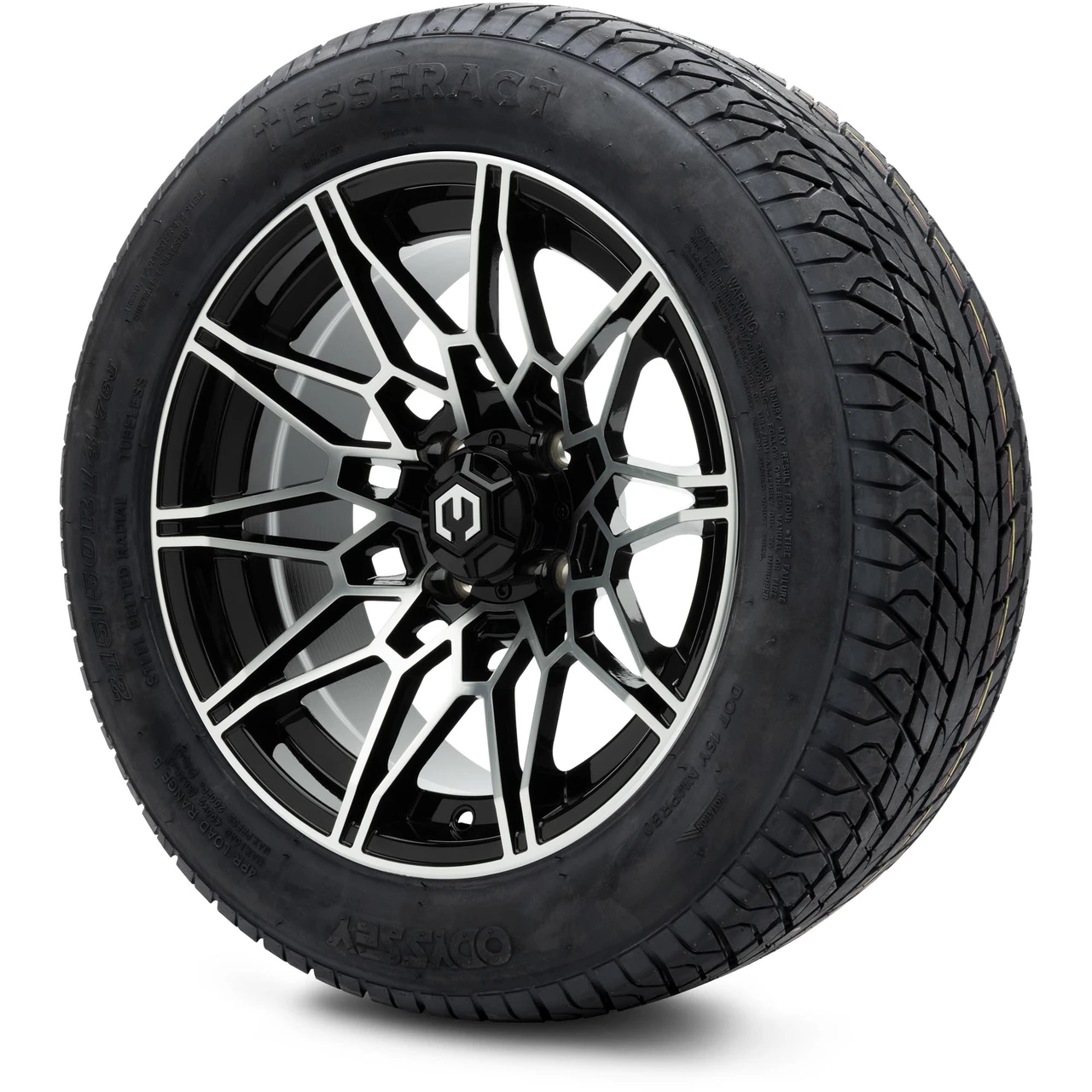 MODZ 14" Galaxy Machined Black Wheels & 215/50-14 Street Tires Combo