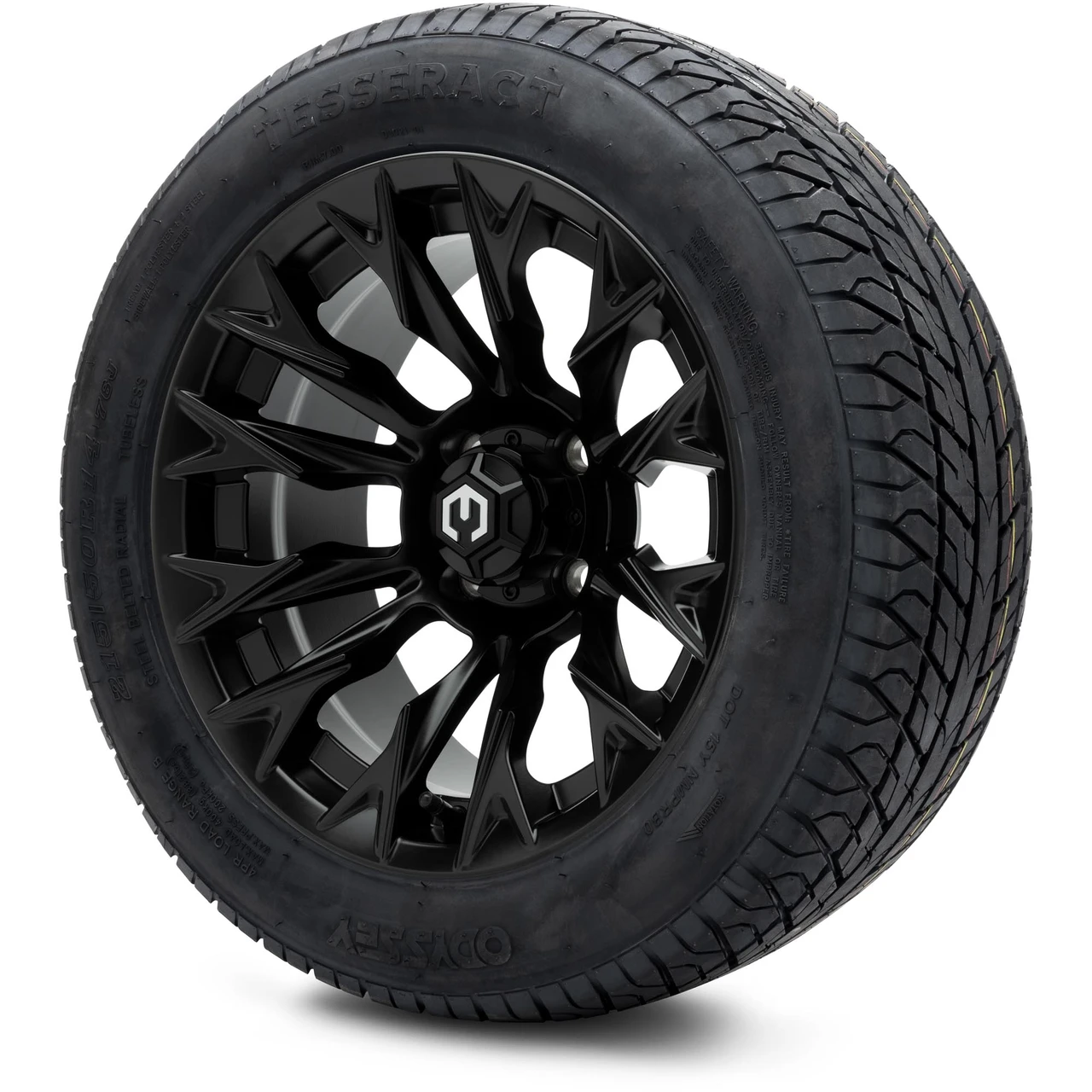 MODZ 14" Falcon Matte Black Wheels & 215/50-14 Street Tires Combo