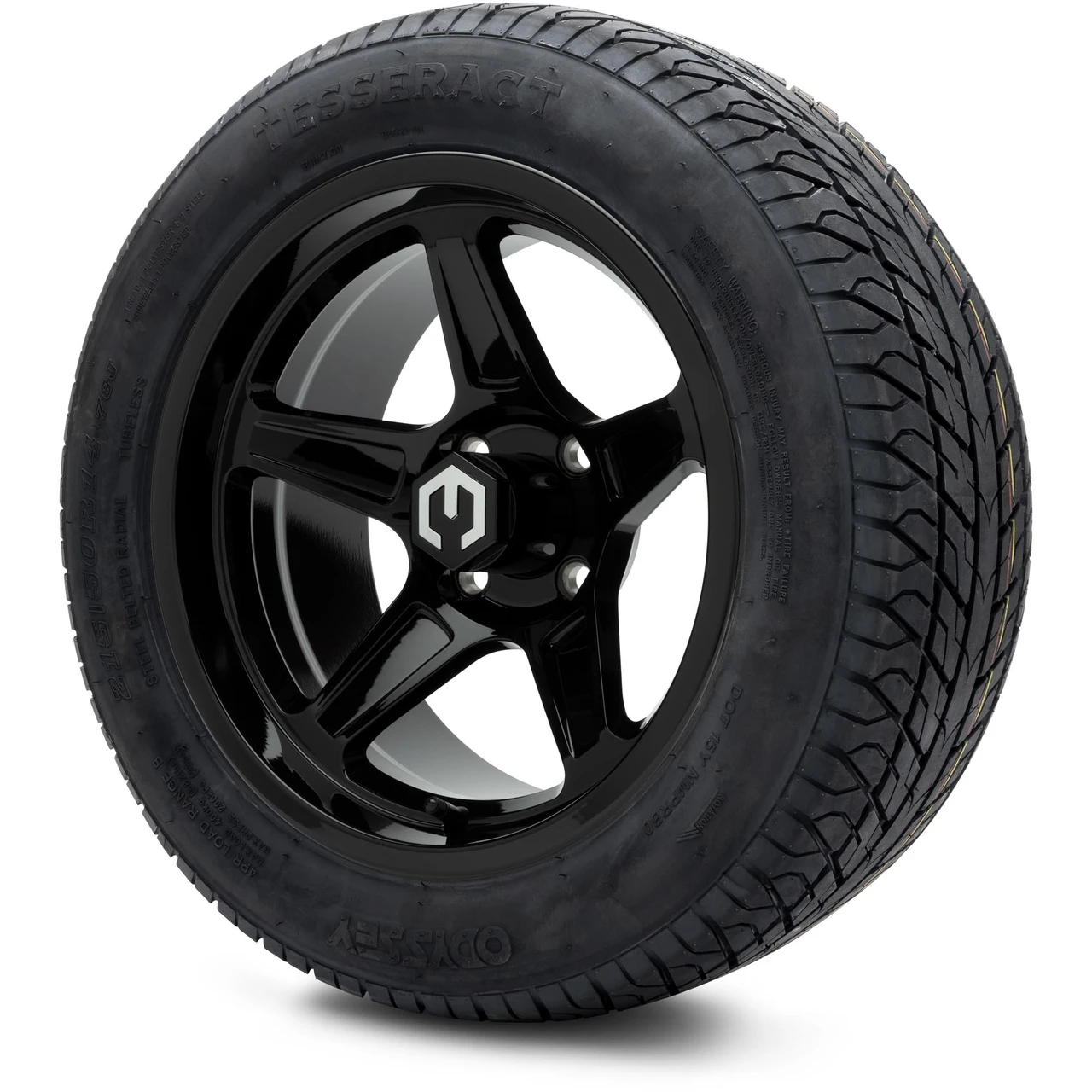 MODZ 14" Drift Glossy Black Wheels & 215/50-14 Street Tires Combo