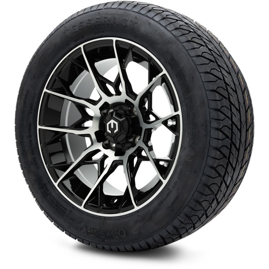 MODZ 14" Chaos Machined Black Wheels & 215/50-14 Street Tires Combo