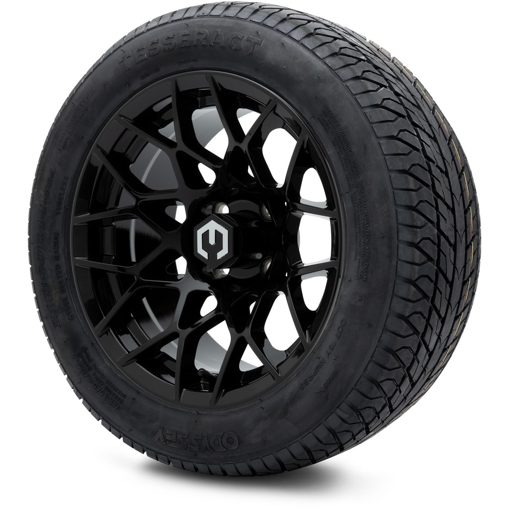 MODZ 14" Blitz Glossy Black Wheels & 215/50-14 Street Tires Combo