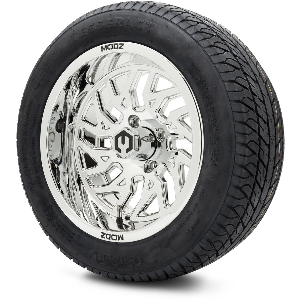 MODZ 14" Carnage Chrome Wheels & 215/50-14 Street Tires Combo