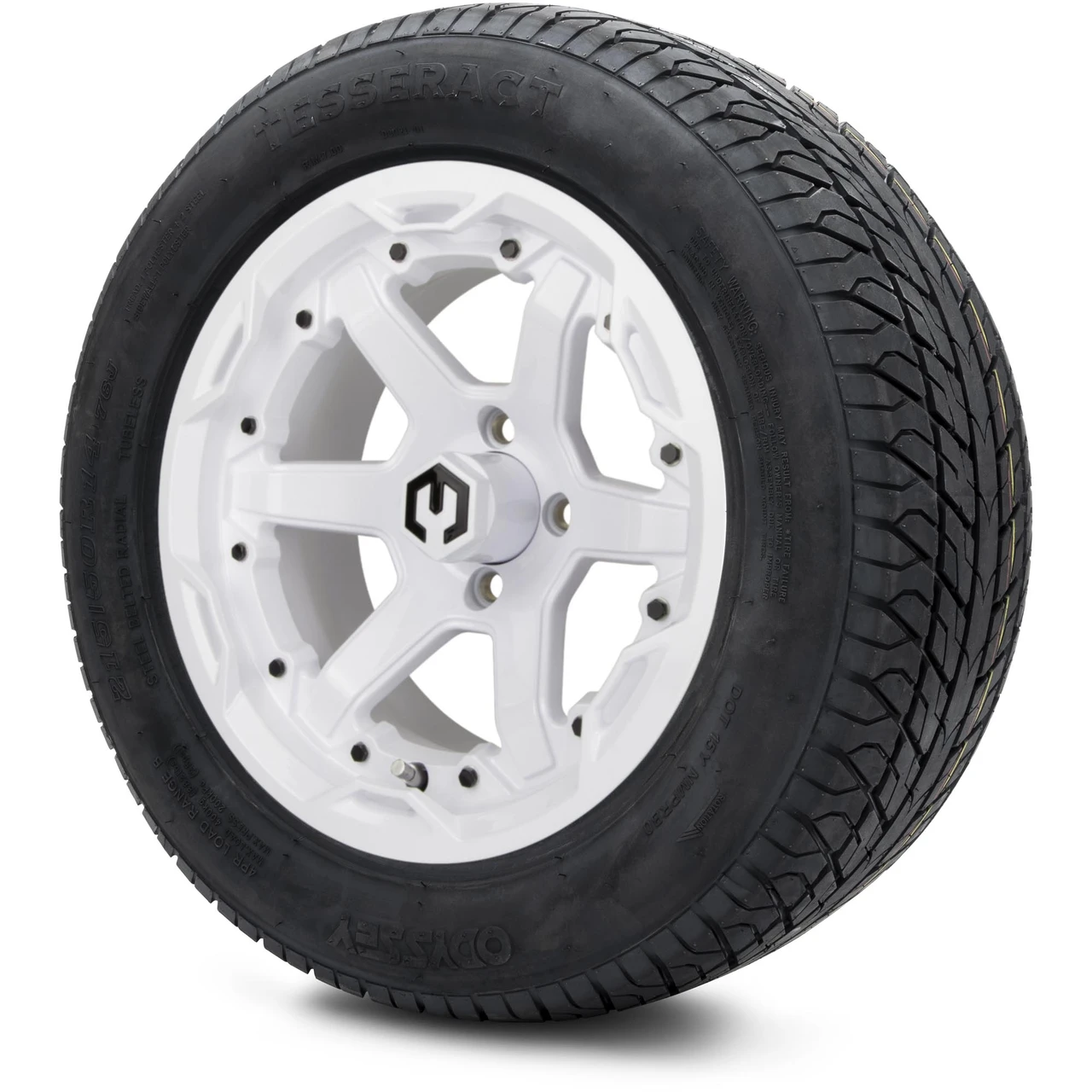 MODZ 14" Gladiator Glossy White Wheels & 215/50-14 Street Tires Combo