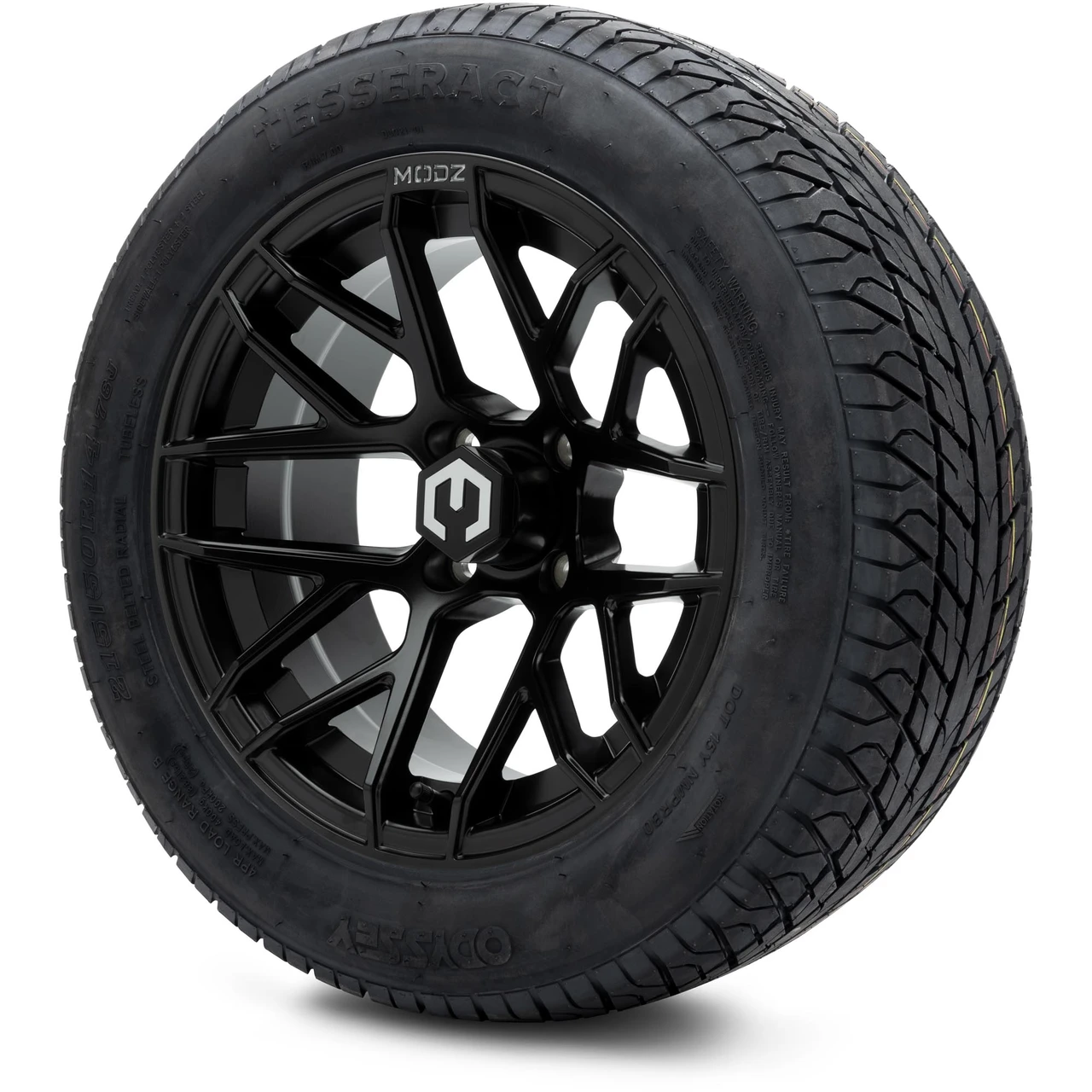 MODZ 14" Matrix Matte Black Wheels & 215/50-14 Street Tires Combo
