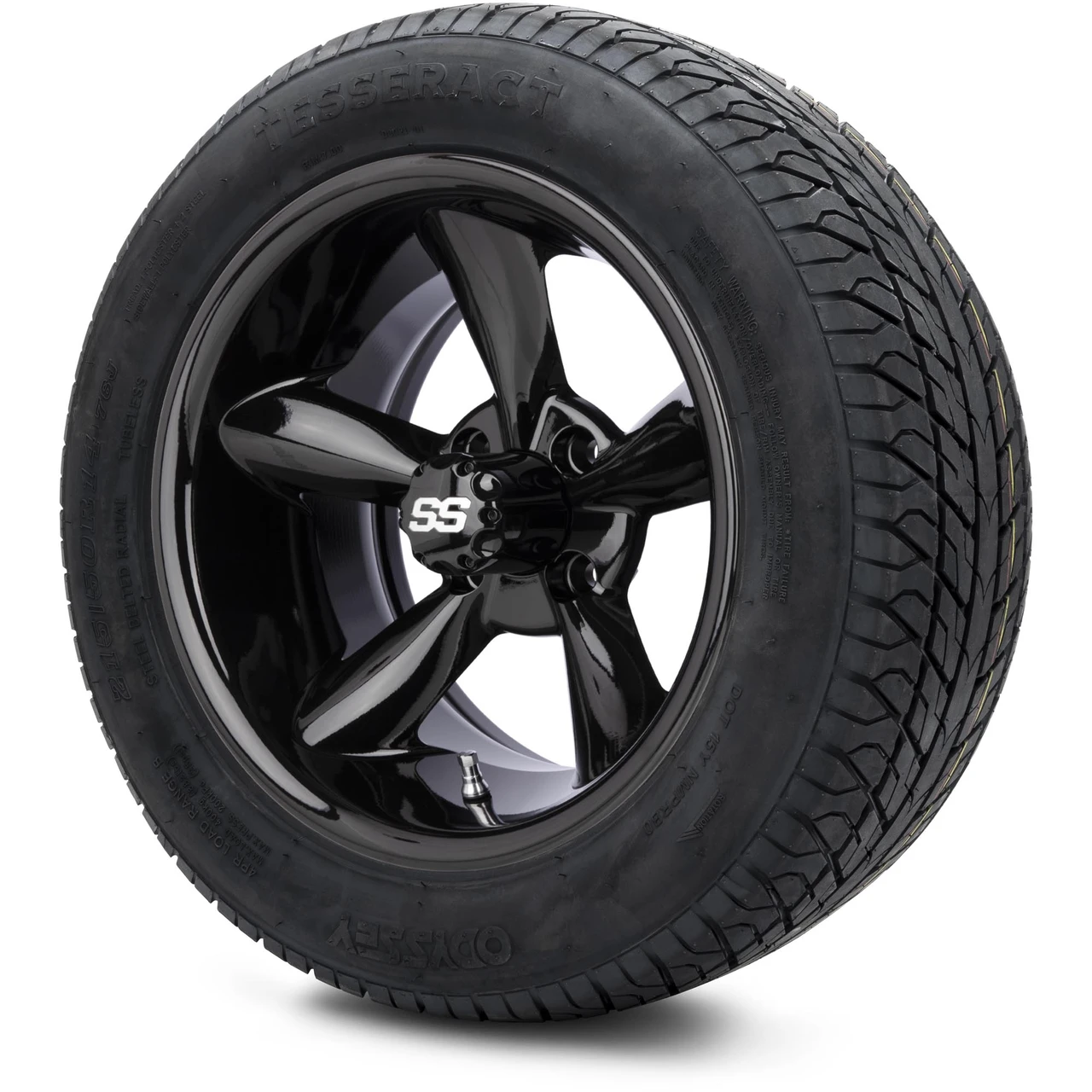 MODZ 14" Godfather Glossy Black Wheels & 215/50-14 Street Tires Combo