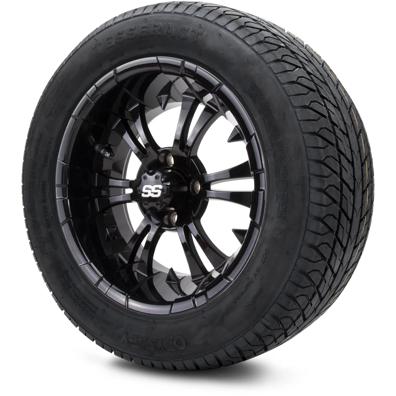 MODZ 14" Vampire Glossy Black Wheels & 215/50-14 Street Tires Combo