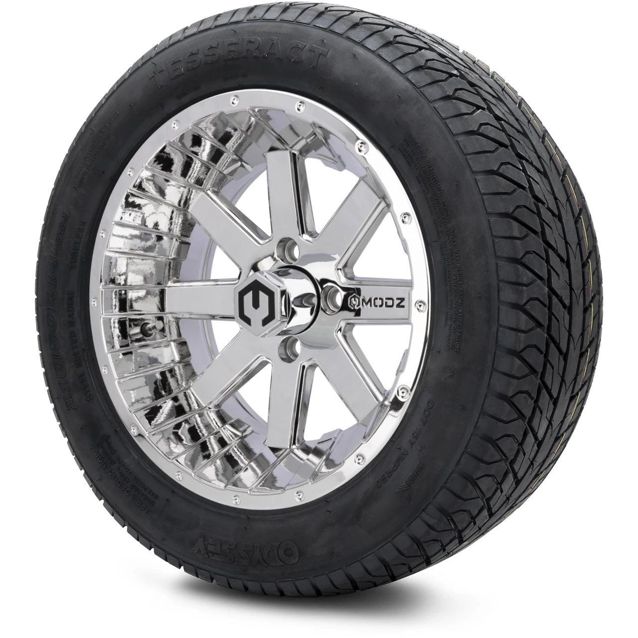 MODZ 14" Assault Chrome Wheels & 215/50-14 Street Tires Combo
