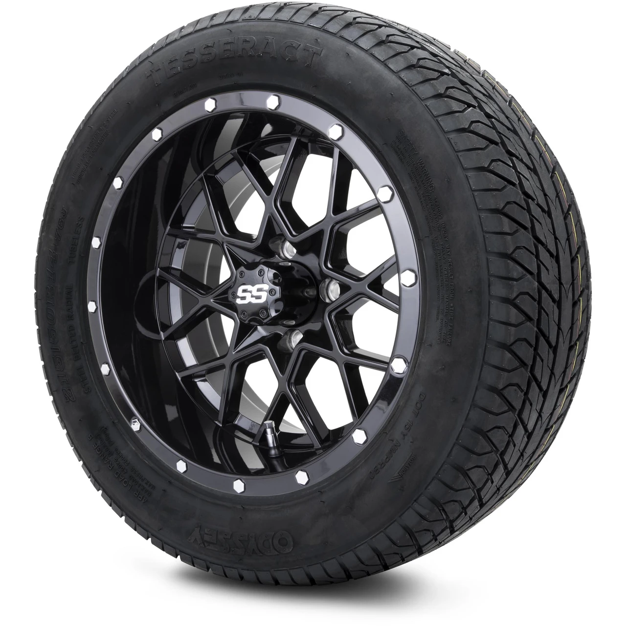 MODZ 14" Vortex Glossy Black Wheels & 215/50-14 Street Tires Combo